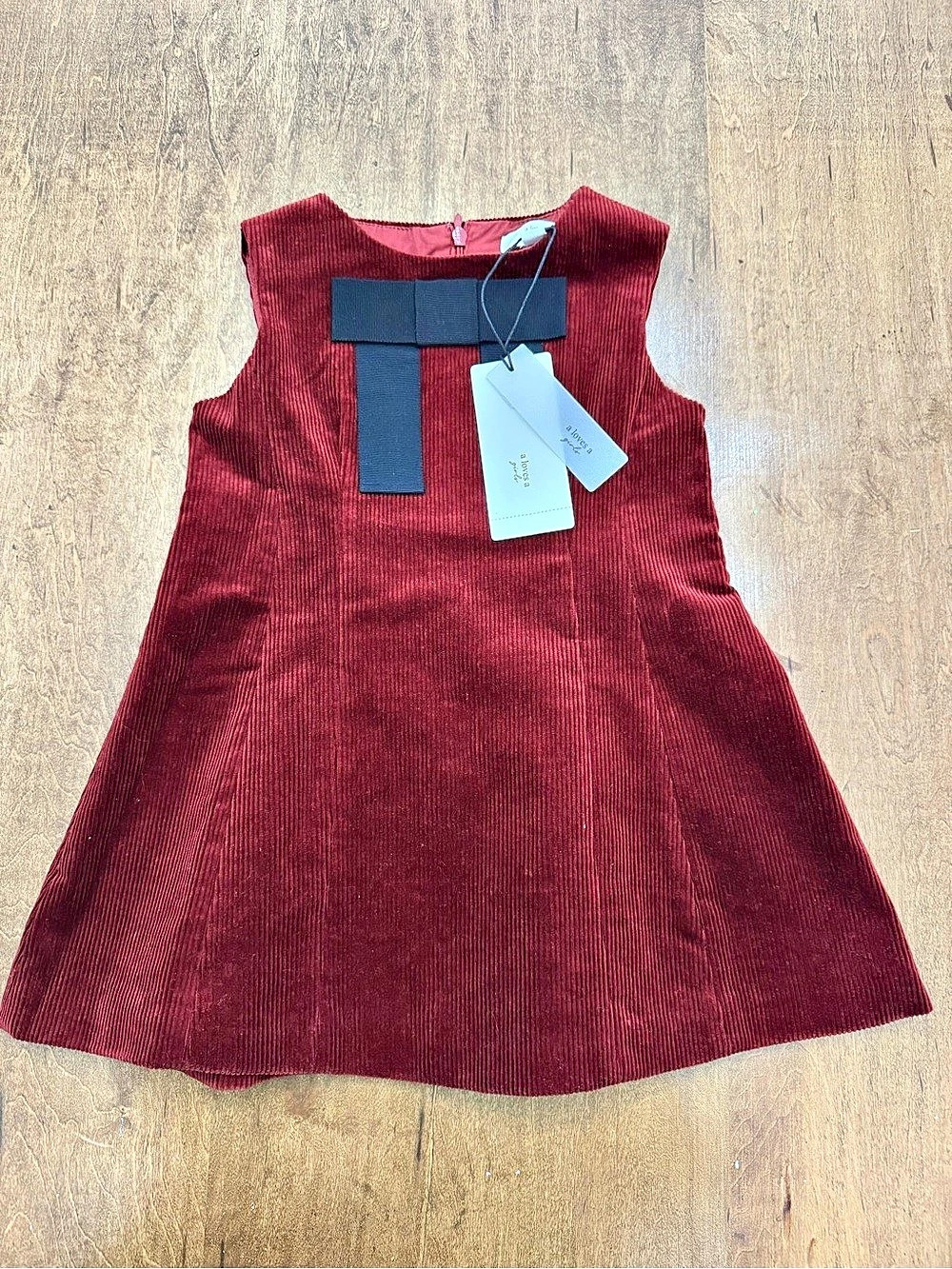 a loves a girls 3T Burgundy Corduroy Bow Dress NWT